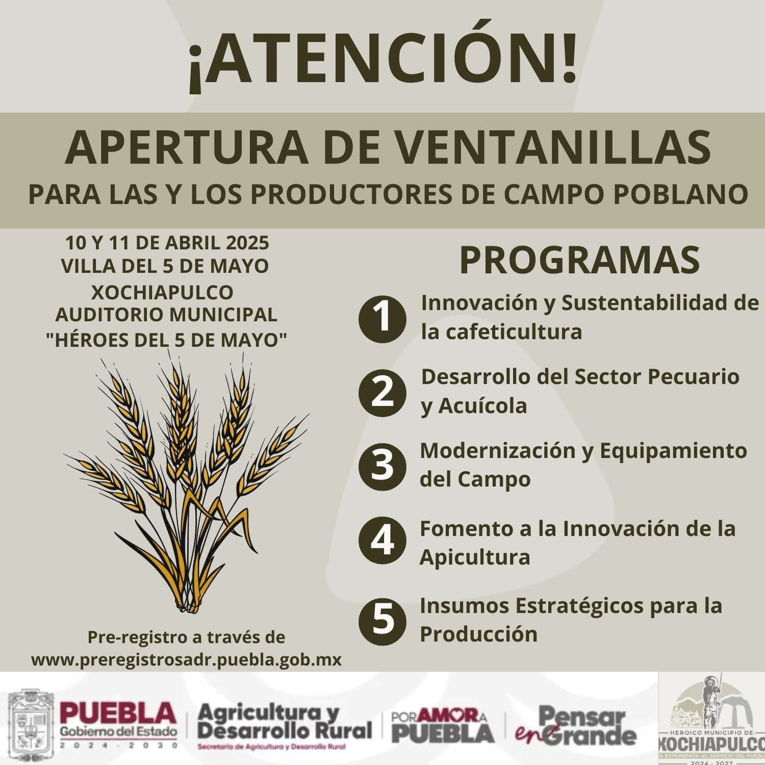 ¡Atención productoras y productores poblanos!